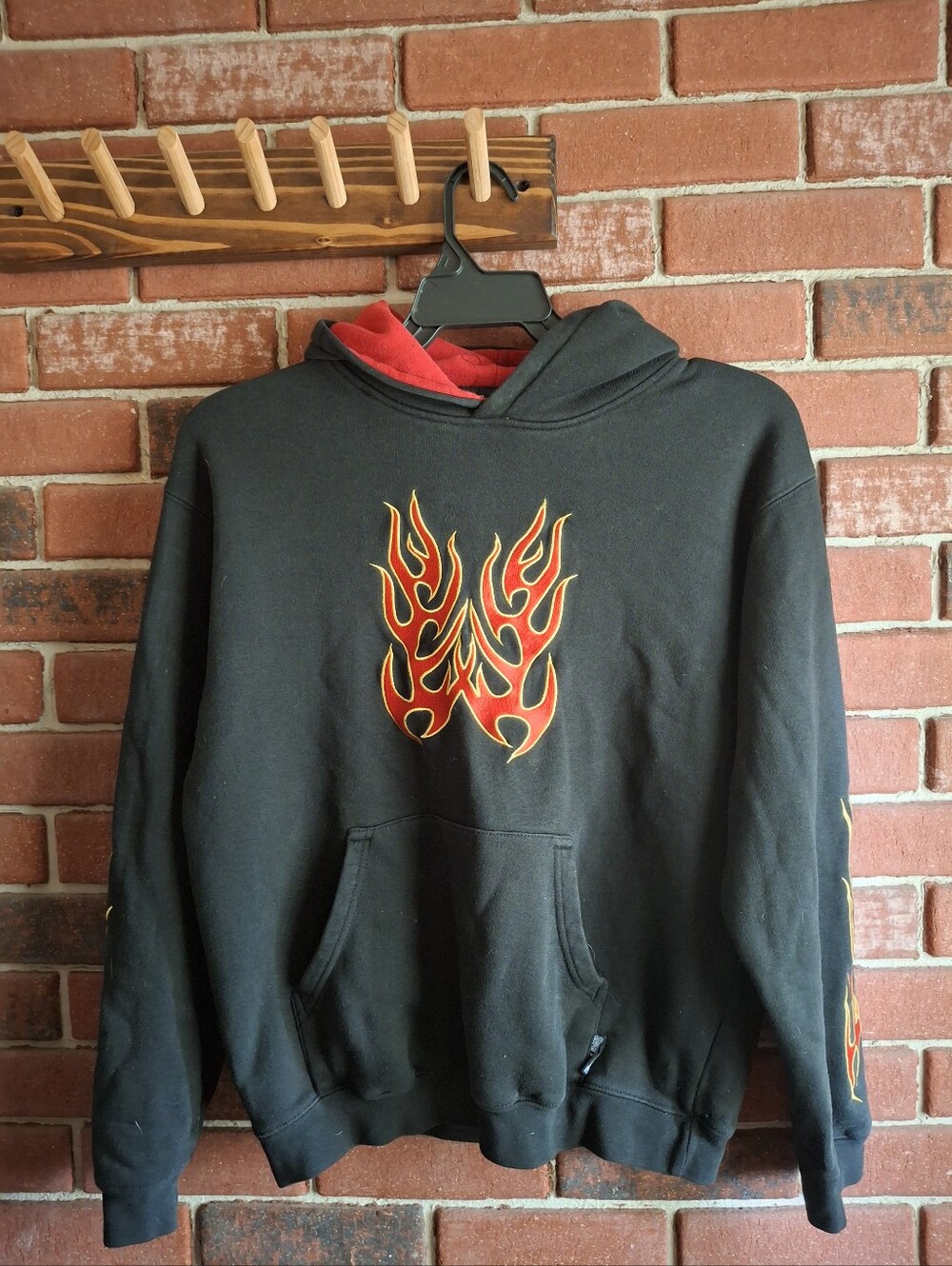 Vintage 2000s Y2K Silver Point Flames Hoodie